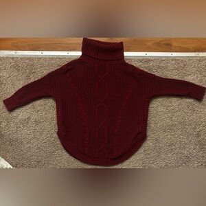 Express Woman’s Sm Burgundy Cable Knit Chunky Sweater Turtleneck Great Condition